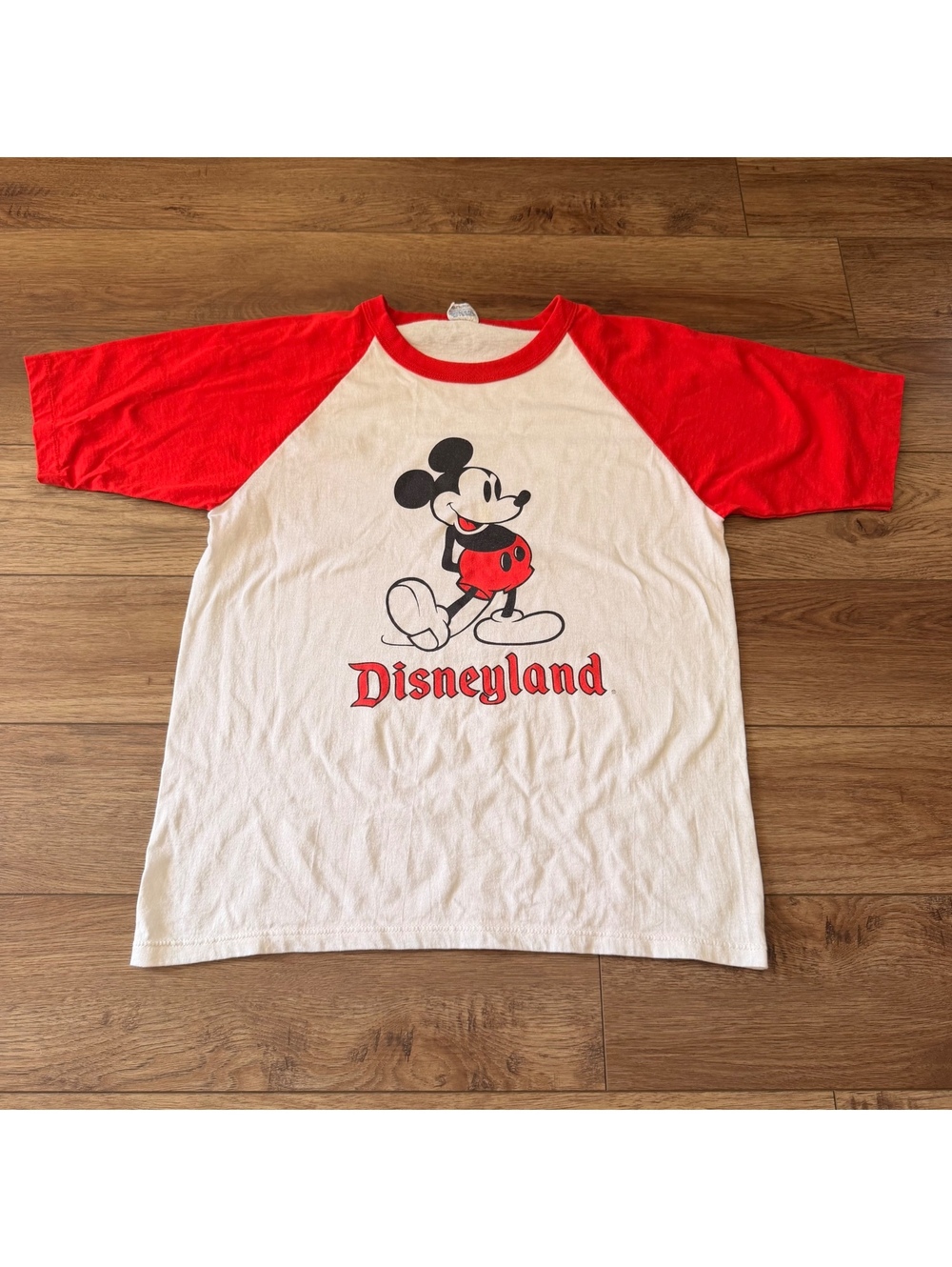 Vtg 80s Disneyland Mickey Mouse Raglan Shirt USA L Fits S